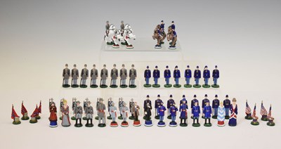 Lot 416 - Group of hand painted metal American Civil War chess pieces