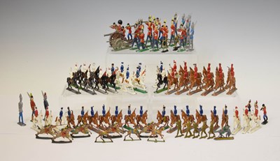 Lot 409 - Group of unmarked hand painted pressed lead figure