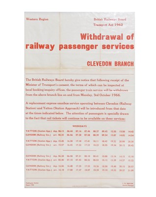 Lot 304 - British Railways Western Region (Clevedon Branch) station information poster