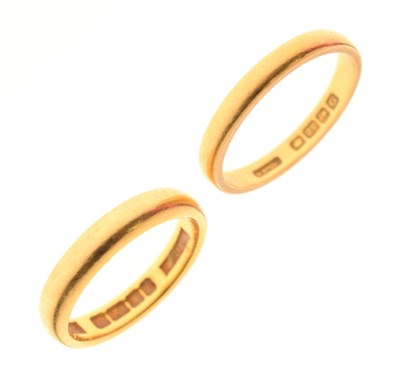 Lot 38 - Two 22ct gold wedding bands