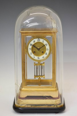 Lot 648 - Late 19th century French brass four-glass mantel clock, Samuel Marti