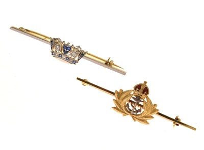 Lot 30 - Gieves Ltd - Two 14ct yellow gold tie brooches