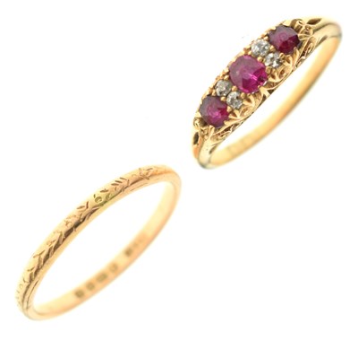 Lot 21 - 18ct gold ruby and old cut diamond dress ring