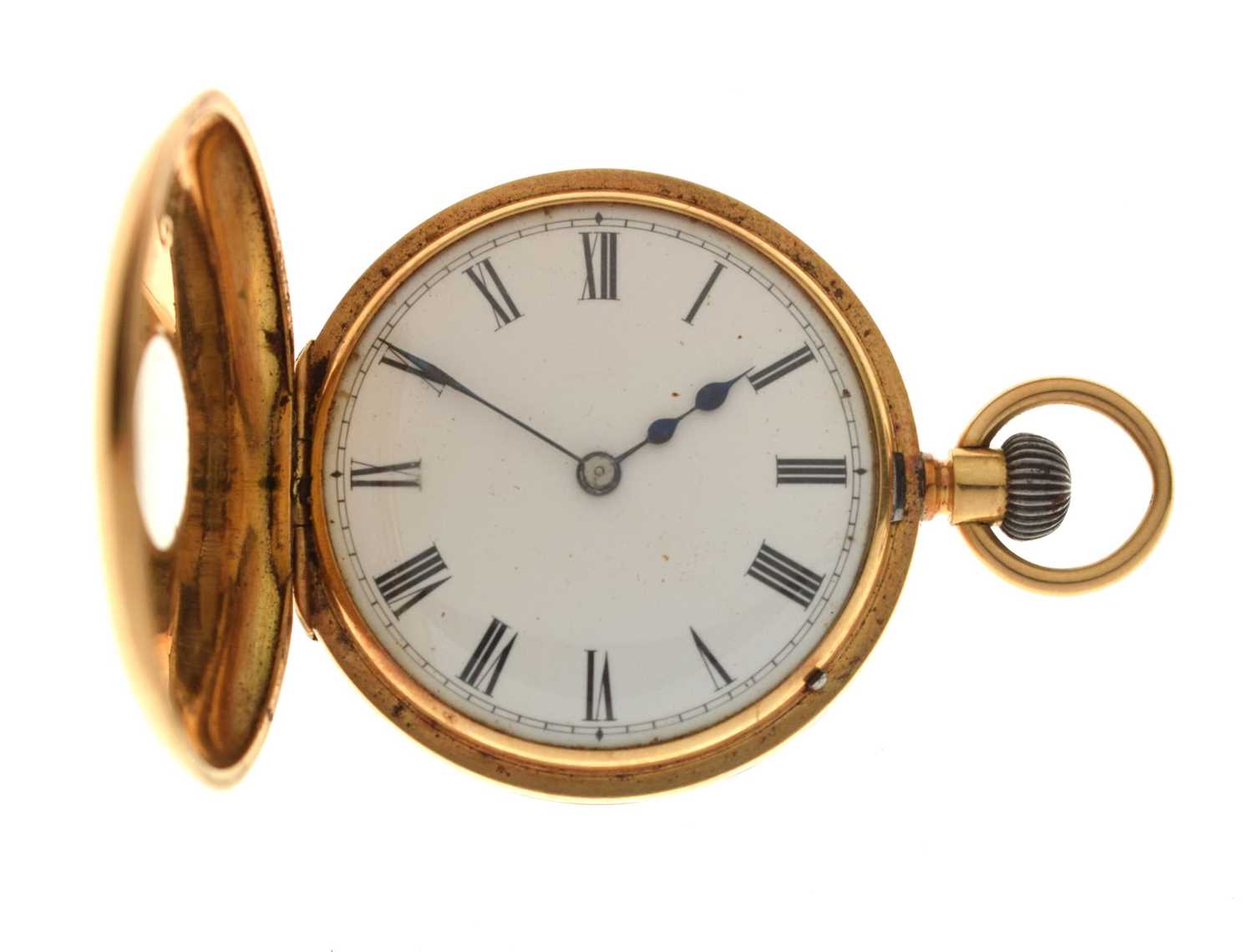 Lot 82 - Late Victorian 18k gold half-hunter pocket watch