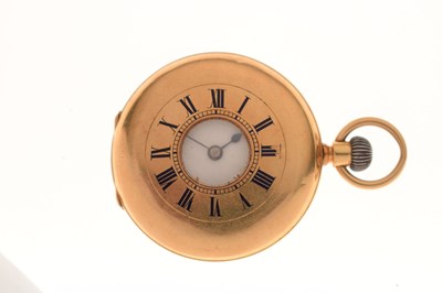 Lot 82 - Late Victorian 18k gold half-hunter pocket watch