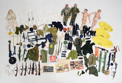 Lot 404 - Four Palitoy / Hasbro Action Man figures and related accessories