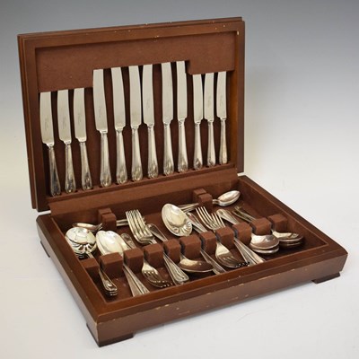 Lot 354 - Canteen of Sheffield silver-plated bead pattern cutlery for six persons