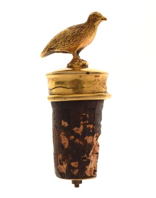 Lot 137 - Asprey - 9ct gold game bird bottle stopper