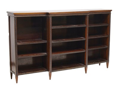 Lot 669 - Chippendale-style mahogany breakfront bookcase