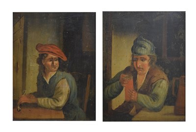 Lot 599 - Pair of 19th century Low Countries oils on board