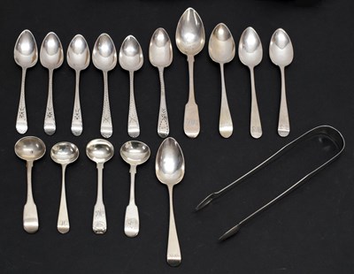 Lot 234 - Quantity of George III and George IV Exeter silver condiment, teaspoons, etc