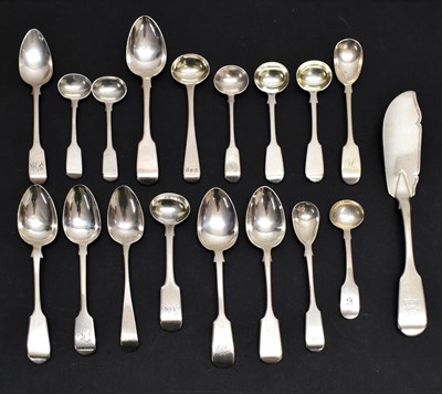 Lot 235 - Quantity of George III, to Queen Victoria Exeter silver condiment spoons and teaspoons, etc