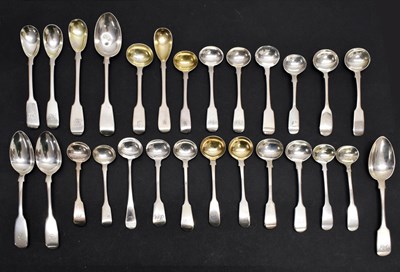 Lot 236 - Quantity of George III to Queen Victoria Exeter silver condiment spoons and teaspoons