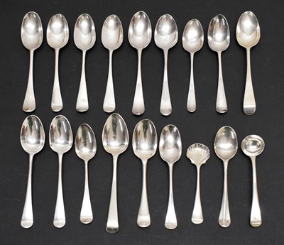 Lot 258 - Collection of George II and George III silver teaspoons and salt spoons