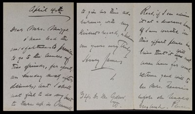 Lot 196 - Henry James, (1843-1916) signed handwritten letter