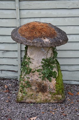 Lot 756 - Large composition garden staddle stone