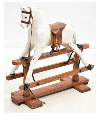 Lot 476 - Small early 20th century white painted wooden rocking horse