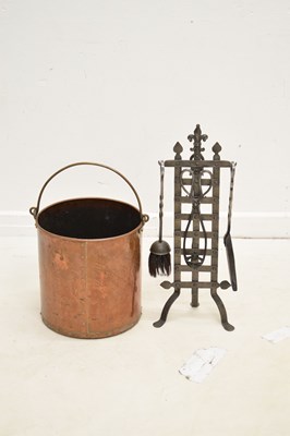 Lot 348 - Arts & Crafts-style wrought iron companion set