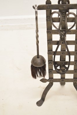 Lot 348 - Arts & Crafts-style wrought iron companion set