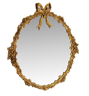 Lot 736 - Cast brass oval mirror