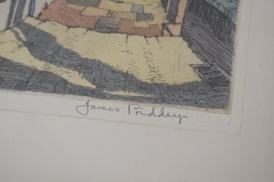 Lot 594 - James Priddy (1916-1980) - Coloured etching - Quay Hill Tenby