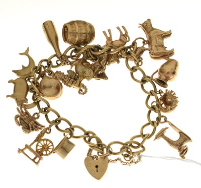 Lot 121 - 9ct gold charm bracelet