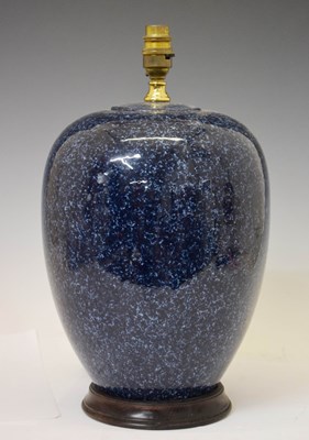 Lot 518 - Large modern ceramic blue glaze table lamp