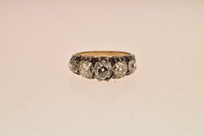 Lot 2 - 19th century diamond five stone yellow and white metal ring