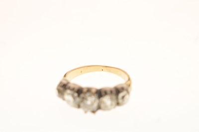 Lot 2 - 19th century diamond five stone yellow and white metal ring