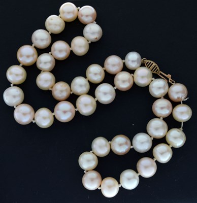 Lot 104 - String of cultured freshwater pearls