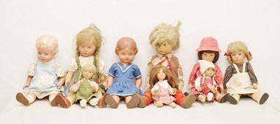 Lot 472 - Seven Kathe Kruse mid 20th century German dolls