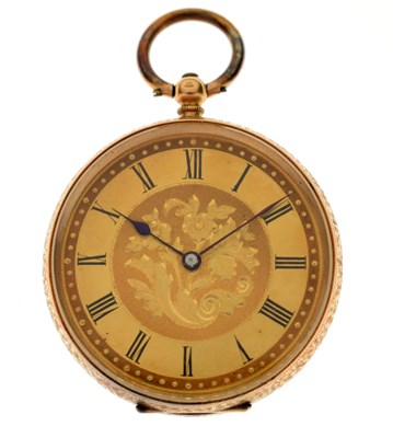 Lot 170 - Late Victorian lady's 14ct gold open-face pocket watch