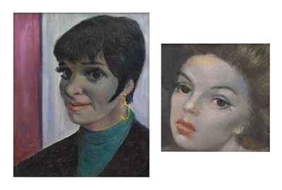 Lot 521 - Kenneth (Ken) Leech, (1910-1995) - Oil on plyboard, 'Liza Minelli' and 'Judy Garland'