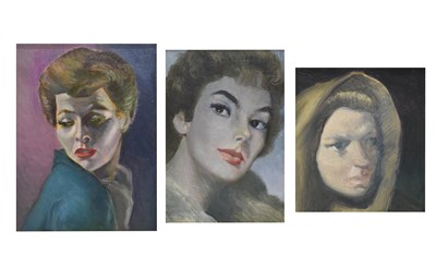 Lot 522 - Kenneth (Ken) Leech (1910-1995) - Oil on plyboard - Three portraits