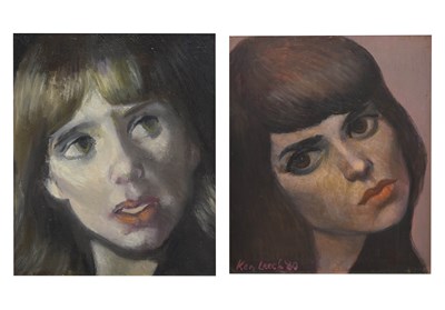 Lot 523 - Kenneth (Ken) Leech, (1910-1995) - Oil on plyboard - Two portraits