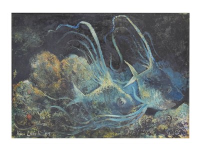 Lot 551 - Kenneth (Ken) Leech, (1910-1995) - Oil on plyboard - 'Threadfins & Coral'