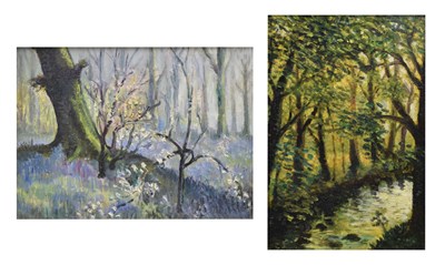 Lot 527 - Kenneth (Ken) Leech, (1910-1995) - Oil on plyboard - Two woodland scenes