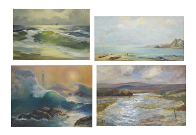 Lot 530 - Kenneth (Ken) Leech, (1910-1995) - Oil on plyboard - Coastal scenes, and two others