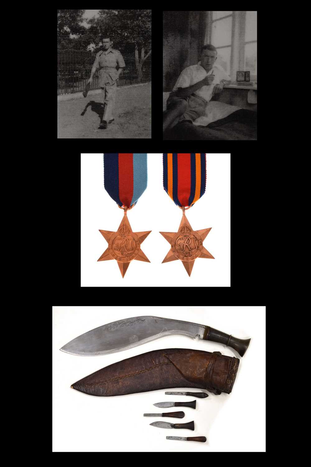 Lot 129 - Burma Medal and Burma Star medal awarded to CPL R H Smallwood and Kukri