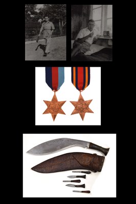 Lot Burma Medal and Burma Star medal awarded to CPL R H Smallwood and Kukri