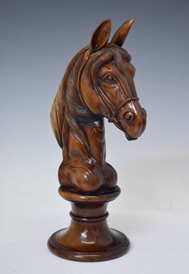 Lot 286 - Carved stained fruitwood bust of a horse