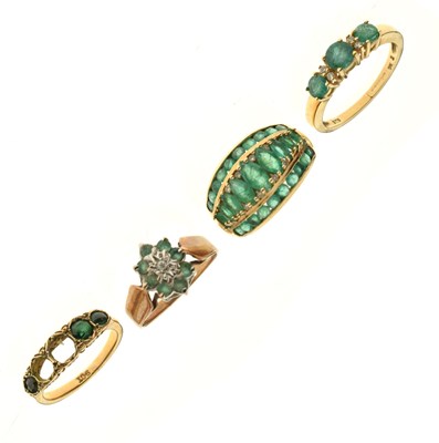 Lot 59 - Four 9ct gold gem-set rings