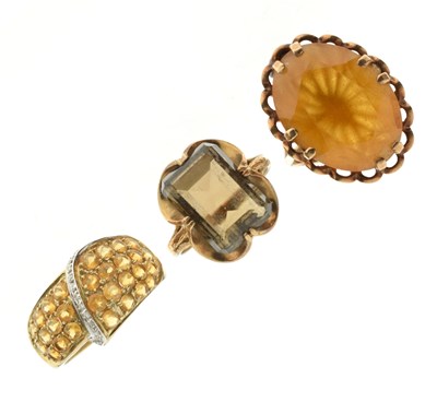 Lot 55 - Three 9ct gold gem-set rings