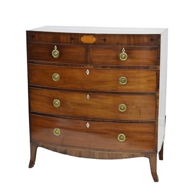 Lot 731 - 19th century inlaid mahogany bowfront chest of drawers