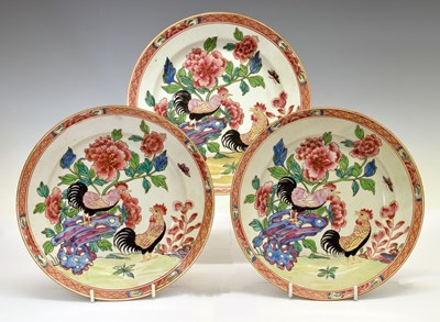 Lot 430 - Three 19th century Chinese Canton Famille Rose plates