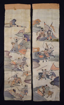 Lot Pair of Chinese Kossu (Kesi) silk panels