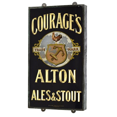 Lot Advertising - Courage`s Brewery, Alton Ales & Stout glass fronted sign