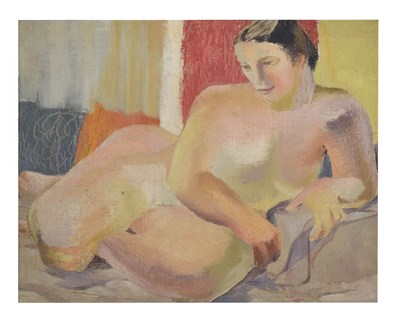 Lot 683 - Attributed to Ista Brouncher - Oil on canvas - Female nude study, after Picasso