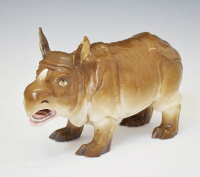 Lot 525 - German porcelain Rhinoceros, Ernst Bohne & Sohne, Rudolstadt (Thuringia)