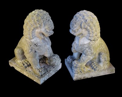 Lot 267 - Pair of composition Buddhistic temple or 'guardian' lions